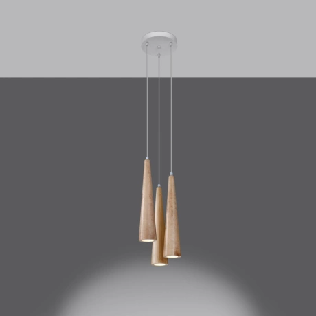 Lampe suspendue SULA 3P en bois naturel
