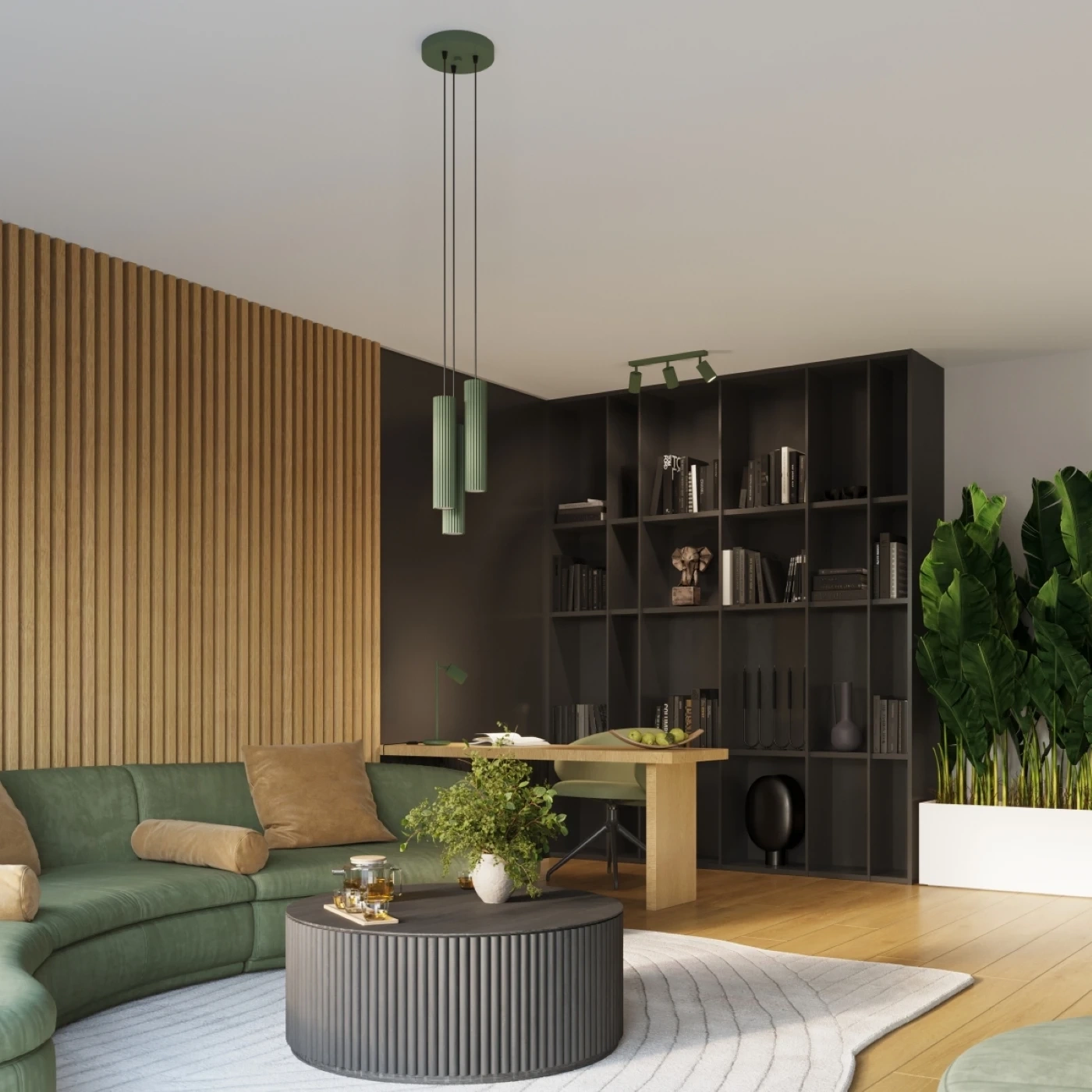 Plafonnier KARBON 3L vert olive