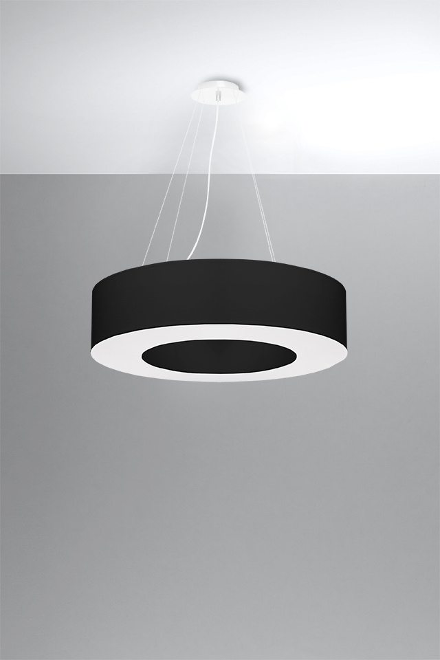 Lustre SATURNO 70 noir + 6x ampoule LED E27 3000K Warm 7.5W 620lm