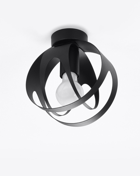 Plafond TULOS noir + 1x ampoule LED E27 4000K Froid 7.5W 650lm