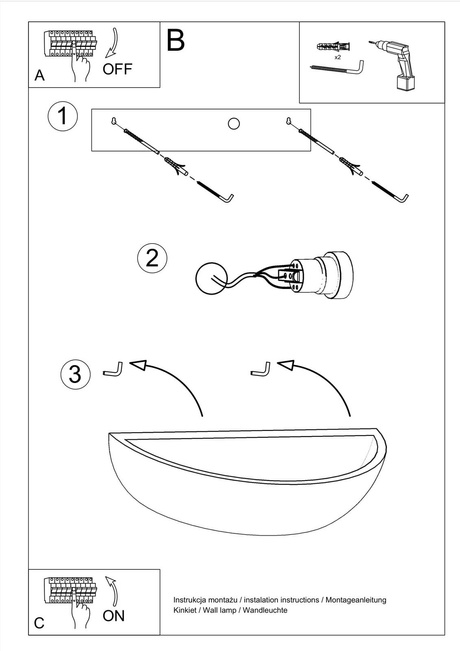 OSKAR Applique céramique blanche + 1x Ampoule LED E27 4000K Froid 7.5W 650lm