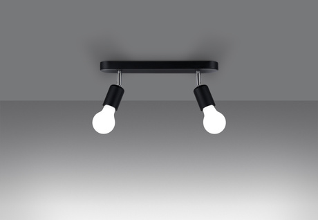 Plafond FORNES 2 noir 2x ampoule LED E27 4000K Froid 7.5W 690lm