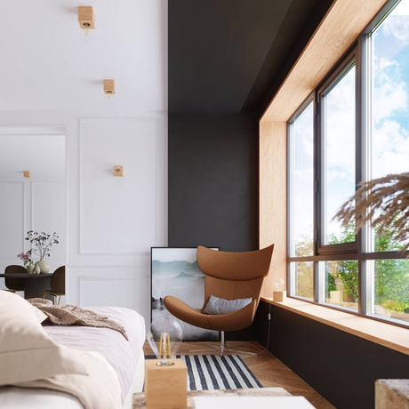 Plafond ARIZ bois naturel + 1x ampoule LED E27 3000K Warm 7.5W 620lm