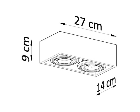 Plafond QUATRO 2 béton + 2x ampoule LED GU10 AR111 4000K COLD 12W 850lm