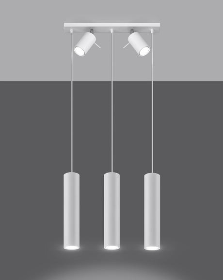 RING 3 lampe suspendue blanche + 5x ampoule LED GU-10 3000K Warm 7W 620lm