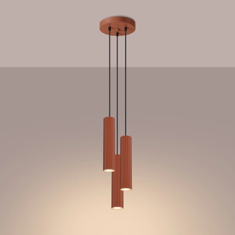 Lampe suspendue KARBON 3P rouge ocre