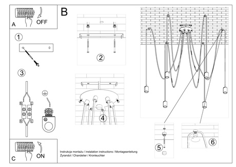 EDISON 5 lampe suspendue noire + 5x ampoule LED E27 3000K Warm 7,5W 620lm
