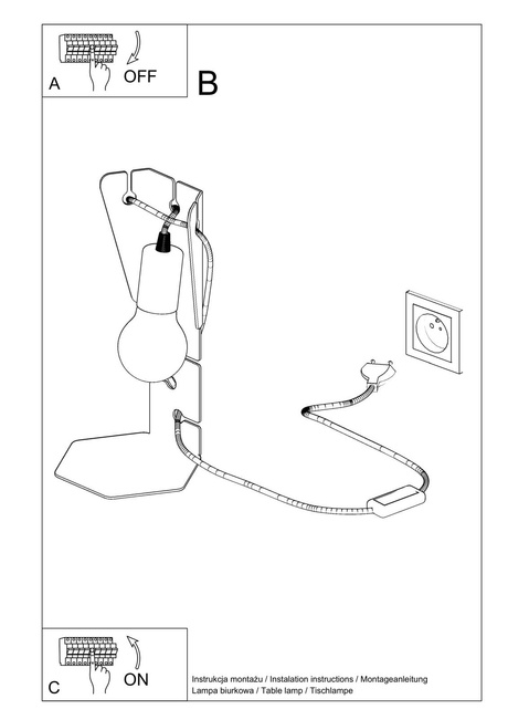 Lampe de bureau ARBY blanc + 1x ampoule LED E27 3000K chaude 7.5W 620lm