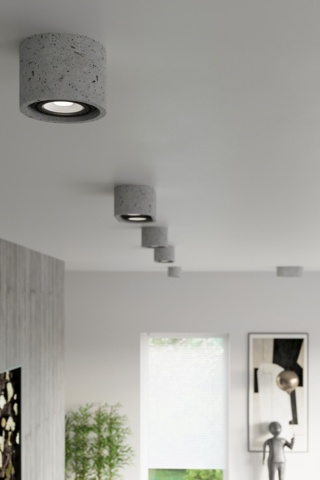 Plafond BASIC 2 béton + 2x ampoule LED GU10 AR111 3000K Warm 12W 800lm