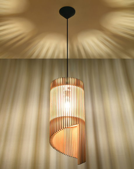 Lampe suspendue ALEXIA bois naturel + 1x ampoule LED E27 3000K chaude 7.5W 620lm