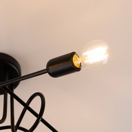 Lustre SUPEŁ 5 noir + 5X ampoule LED E27 3000K 7W 760lm