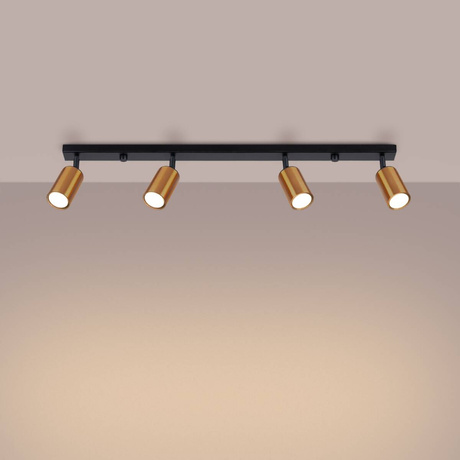 Plafond WINX 4L noir/cuivre + 4x ampoule LED GU-10 4000K froid 7W 530lm