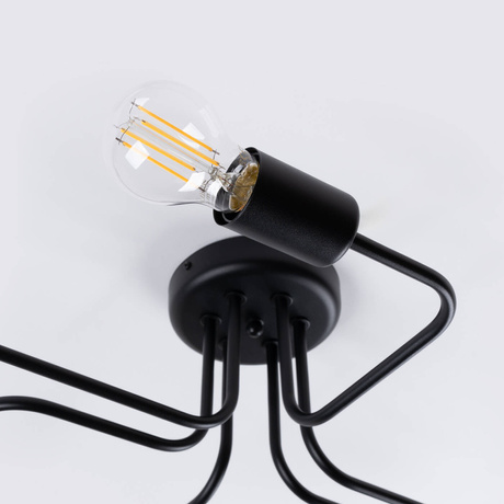 Lustre VECTOR 6 noir + 6X ampoule LED E27 3000K 7W 760lm