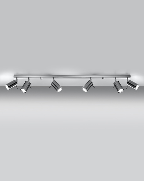 Plafond RING 6L chrome + 6x ampoule LED GU-10 4000K froid 7W 630lm