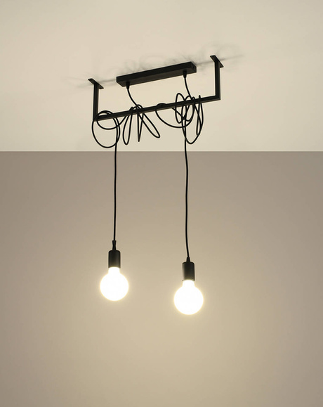 Lustre SALAMANCA 2 noir + 2x ampoule LED E27 4000K Froid 7.5W 650lm