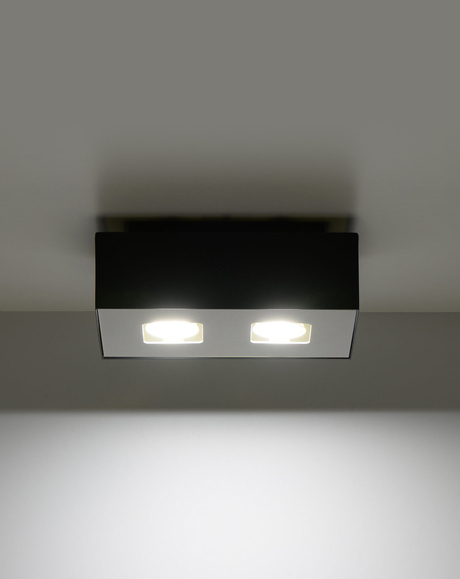 Plafond MONO 2 noir + 2x ampoule LED GU-10 4000K Froid 7W 630lm
