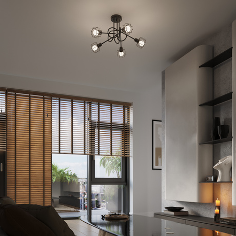 Lustre BELUCI 3S noir + 3x ampoule LED E14 4000K Froid 7,5W 680lm