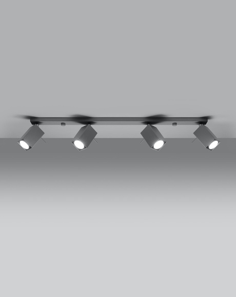 Plafond MERIDA 4L gris + 4x ampoule LED GU-10 4000K Froid 7W 630lm