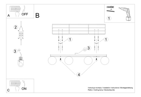 Plafond YOLI 4 blanc + 4x ampoule LED G9 3000K Warm 4.5W 450lm