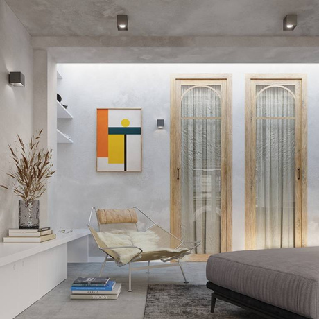 Plafond QUAD 1 anthracite + 1x ampoule LED GU-10 3000K Warm 7W 620lm