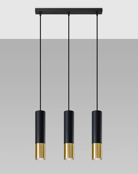 LOOPEZ Lampe suspendue 3L noir/doré + 3x GU-10 3000K Warm 7W 620lm ampoule LED