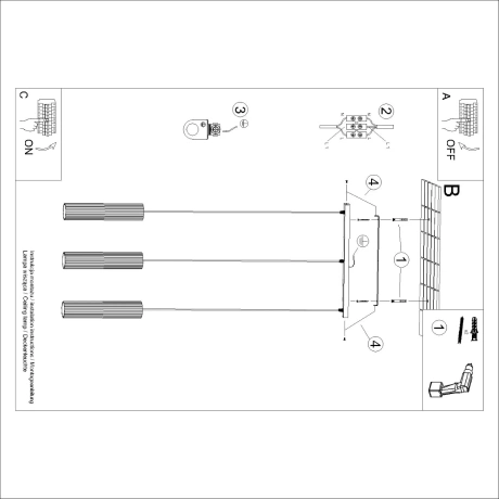 Lampe suspendue KARBON 3L vert olive