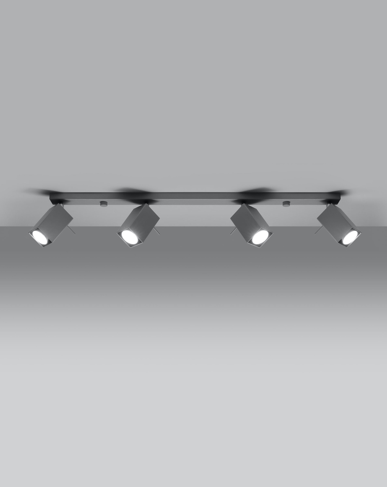 Plafond MERIDA 4L gris + 4x ampoule LED GU-10 3000K Warm 7W 620lm