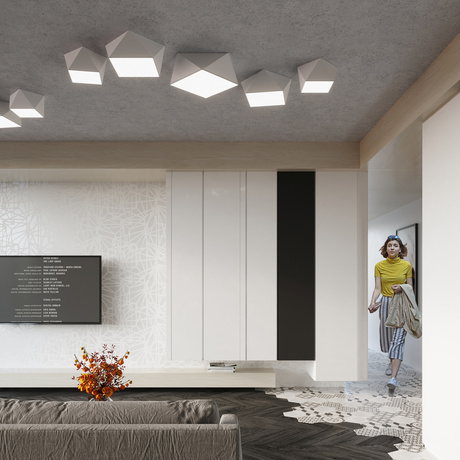 Plafond HEXA 35 BLANC + 2x ampoule LED E27 4000K Froid 7.5W 650lm