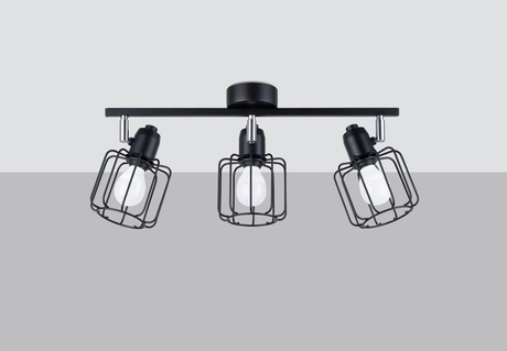 BELUCI 3 plafond noir + 3x ampoule LED E14 4000K Froid 7.5W 680lm