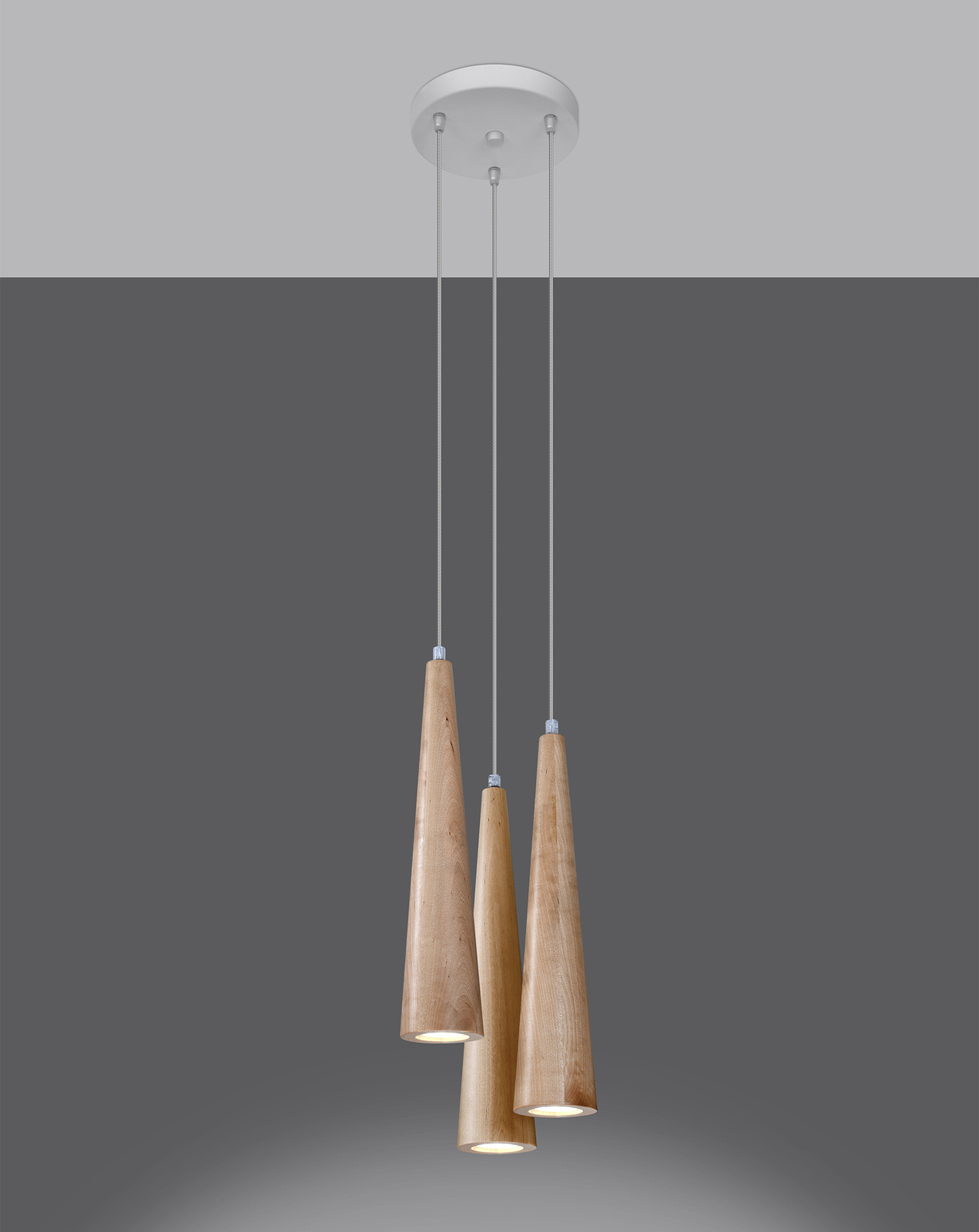 SULA Lampe suspendue 3P bois naturel + 3x LED GU-10 4000K Froid 7W 630lm ampoule