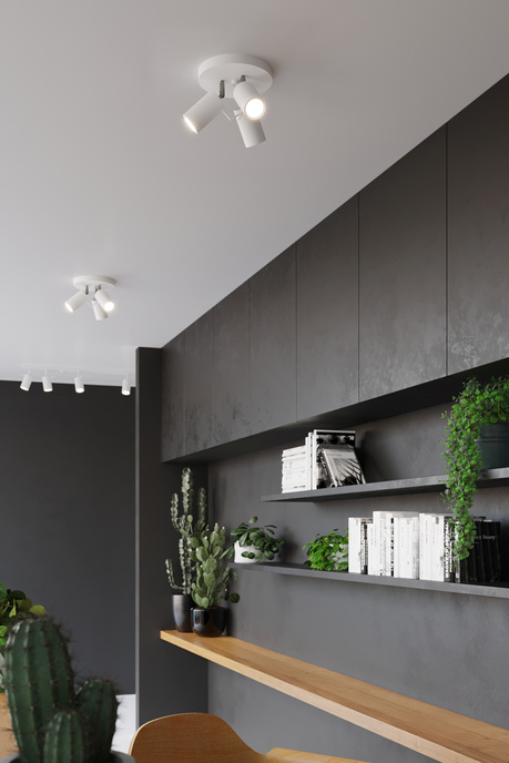 Plafond RING 3P blanc + 3x ampoule LED GU-10 4000K Froid 7W 630lm