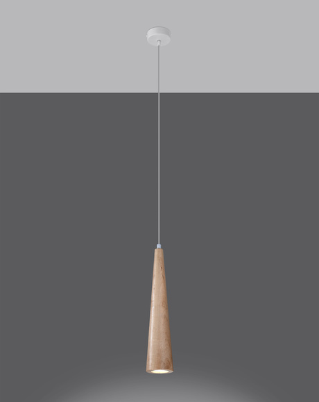 SULA 1 lampe suspendue en bois naturel + 1x ampoule LED GU-10 4000K froide 7W 630lm