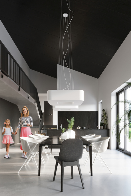 URANO 60 lustre blanc + 8x ampoule LED E27 3000K Warm 7.5W 620lm