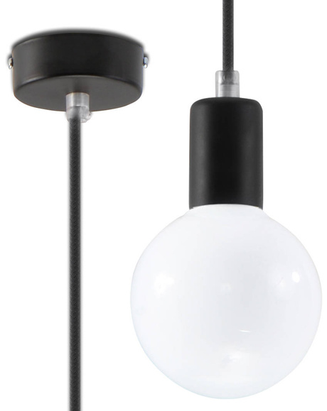 EDISON lampe suspendue noire + 1x ampoule LED E27 3000K Warm 7,5W 620lm