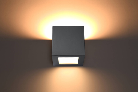 Applique en céramique LEO gris + 1x ampoule LED E27 4000K Froid 7.5W 650lm