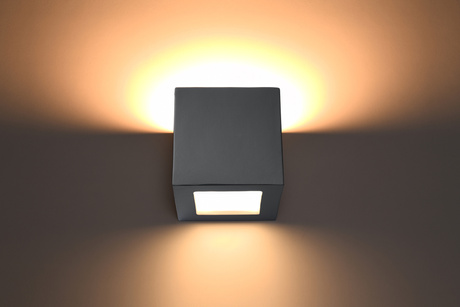 Applique en céramique LEO gris + 1x ampoule LED E27 4000K Froid 7.5W 650lm