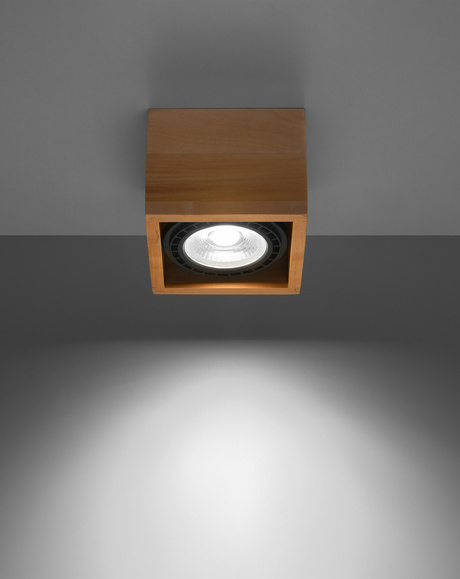 Plafond QUATRO 1 bois naturel + 1x ampoule LED GU10 AR111 3000K Warm 12W 800lm