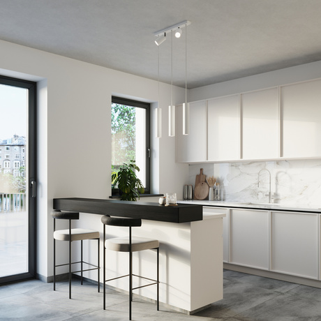 RING 3 lampe suspendue blanche + 5x ampoule LED GU-10 4000K Froid 7W 630lm