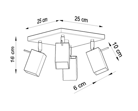 Plafond MERIDA 4 blanc + 4x ampoule LED GU-10 4000K Froid 7W 630lm