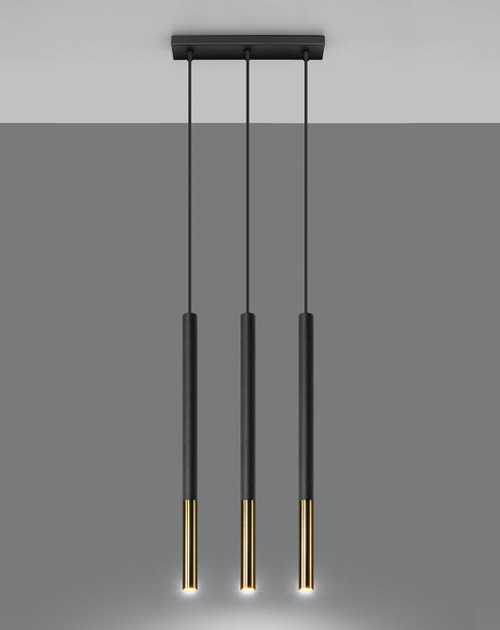 MOZAICA Lampe suspendue 3L noir/doré + 3x ampoule LED G9 4000K froide 4,5W 530lm