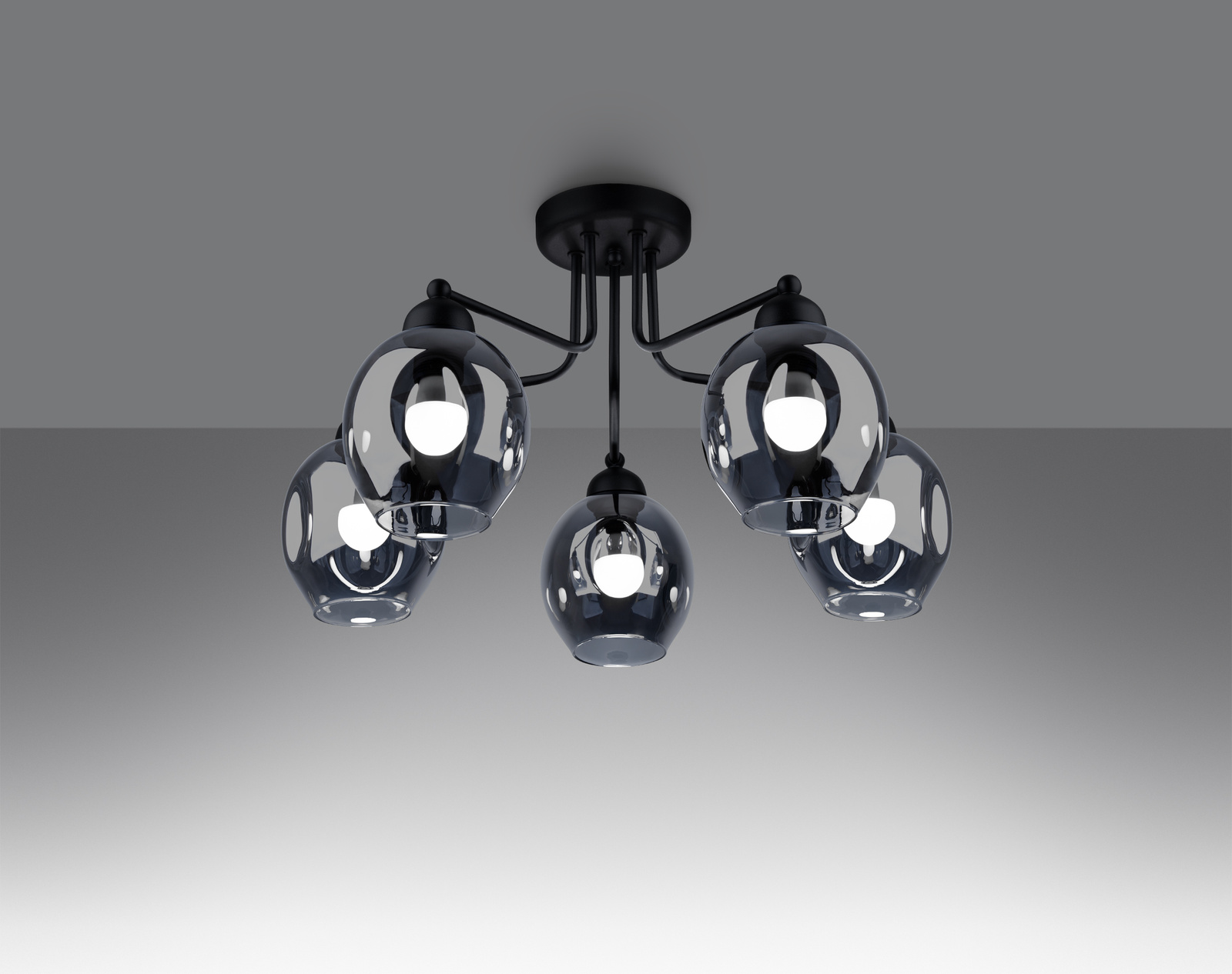 Lustre FILLAN 5 noir + 5x ampoule LED E27 4000K Froid 7,5W 690lm
