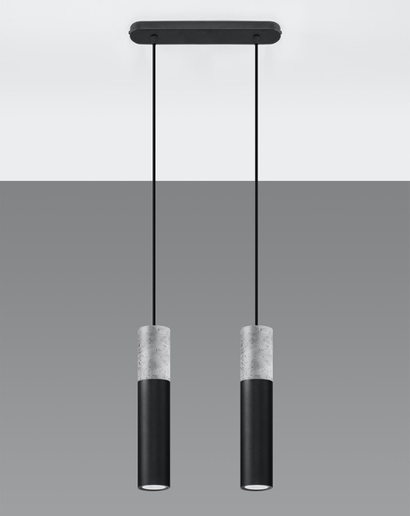 Lampe suspendue BORGIO 2 noir + 2x ampoule LED GU-10 4000K Froid 7W 630lm