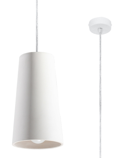 GULCAN lampe suspendue en céramique blanche + 1x ampoule LED E27 3000K Warm 7,5W 620lm