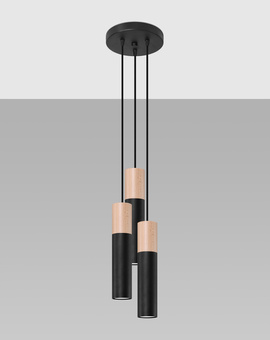 PABLO 3P Lampe suspendue noire + 3x ampoule LED GU-10 3000K Warm 7W 620lm