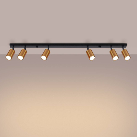 Plafond WINX 6L noir/cuivre + 6x ampoule LED GU-10 3000K Warm 7W 510lm