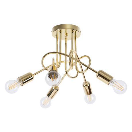Lustre SUPEŁ 5 or brillant + 5X ampoule LED E27 3000K 7W 760lm