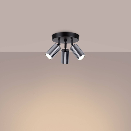Plafond WINX 3P noir/chrome + 3x ampoule LED GU-10 4000K froid 7W 530lm