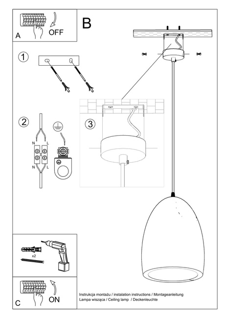 BUKANO Lampe suspendue en céramique blanche + 1x ampoule LED E27 4000K Cold 7,5W 650lm