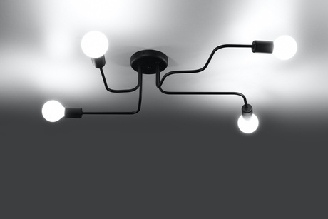 Lustre VECTOR 4 noir + 4x ampoule LED E27 3000K Warm 7.5W 620lm