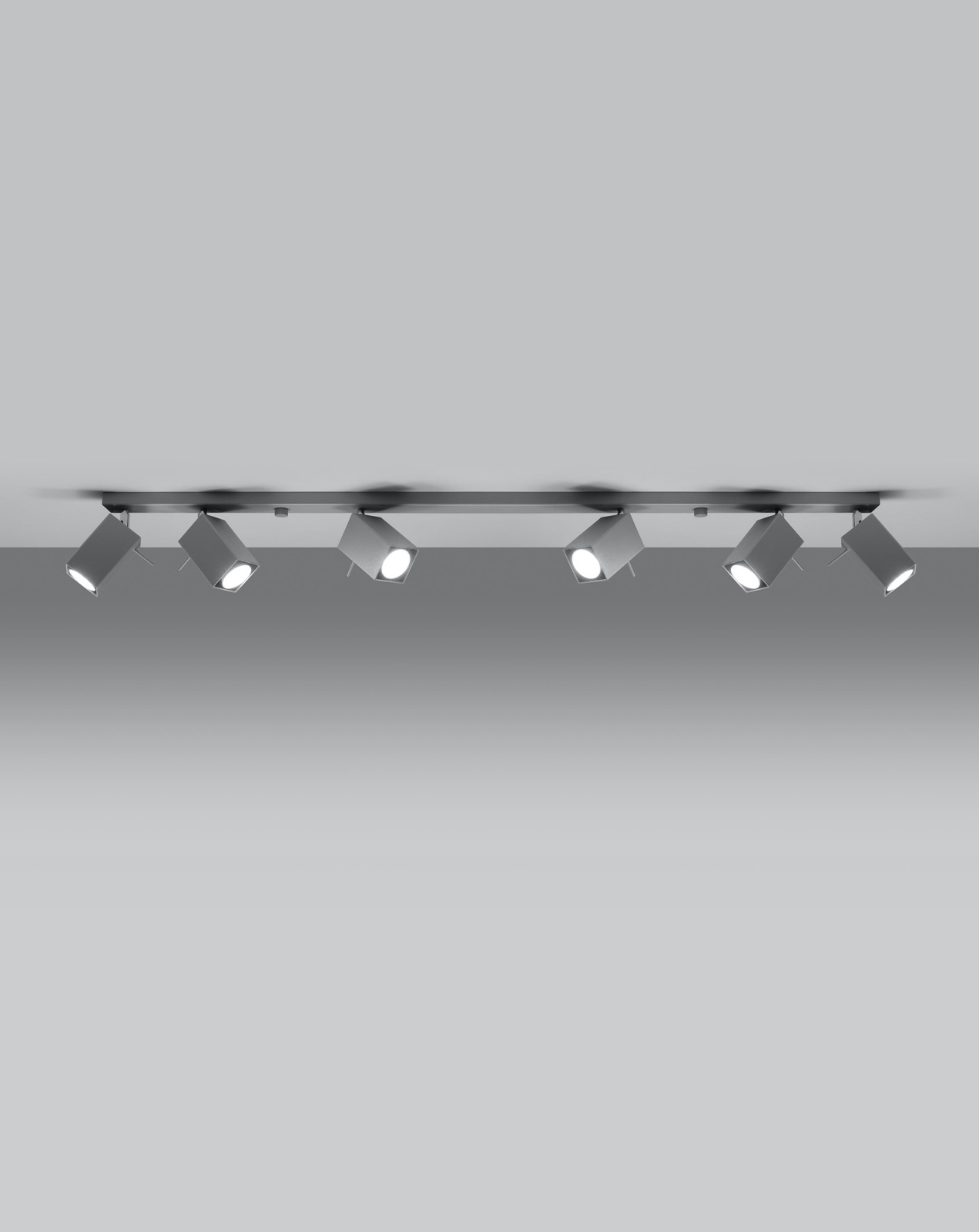 Plafond MERIDA 6L gris + 6x ampoule LED GU-10 4000K Froid 7W 630lm